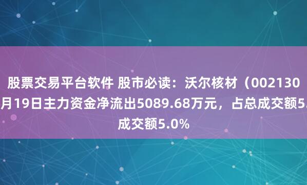 股票交易平台软件 股市必读：沃尔核材（002130）5月19日主力资金净流出5089.68万元，占总成交额5.0%