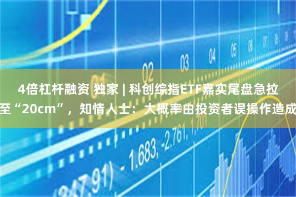 4倍杠杆融资 独家 | 科创综指ETF嘉实尾盘急拉至“20cm”,知情人士:大概率由投资者误操作造成