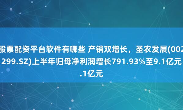 股票配资平台软件有哪些 产销双增长，圣农发展(002299.SZ)上半年归母净利润增长791.93%至9.1亿元