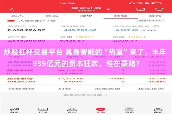 炒股杠杆交易平台 具身智能的“热夏”来了，半年 935亿元的资本狂欢，谁在豪赌？